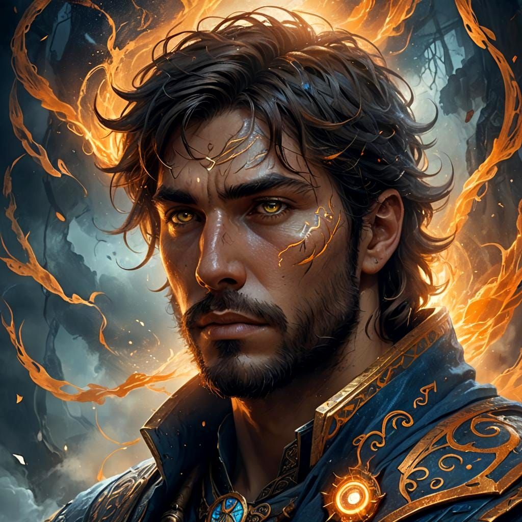 Ethereal Man Portrait in Fantasy Art Style