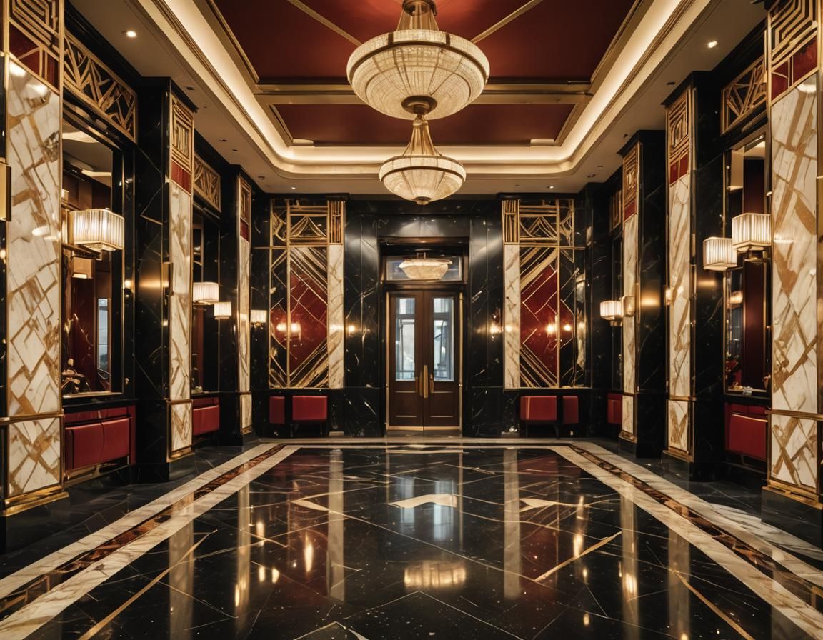 Opulent Art Deco Interior Triptych