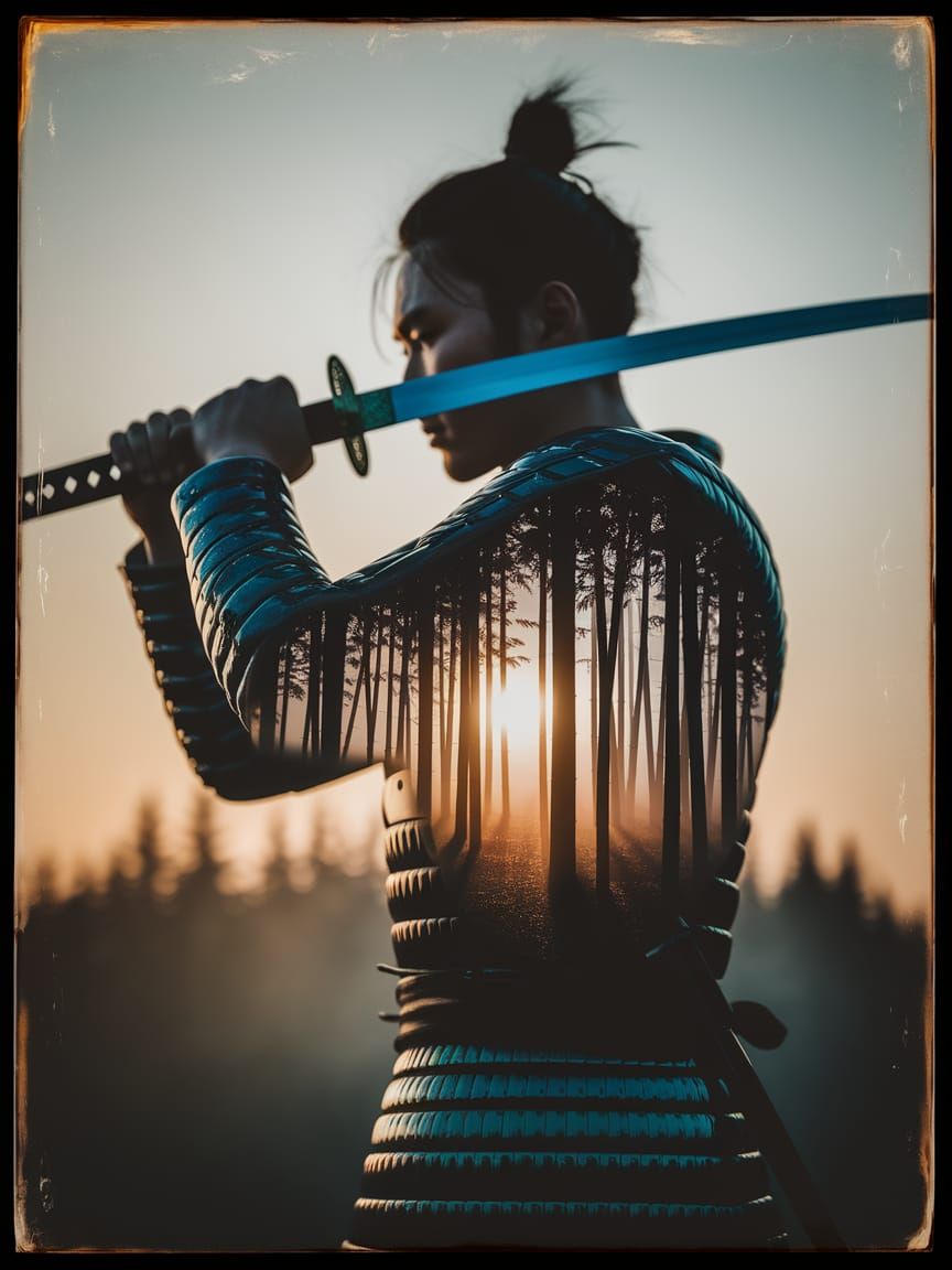 Hwarang Warrior with Jingum Sword in Film Noir Style