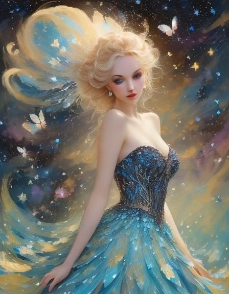 Starlit Ballerina in Impasto Style