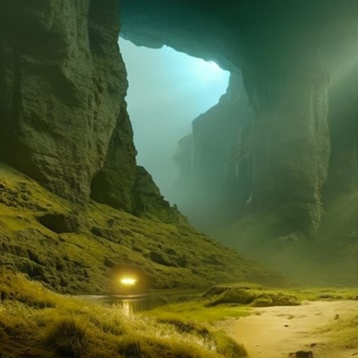 Dramatic Dark Cave Digital Matte Painting