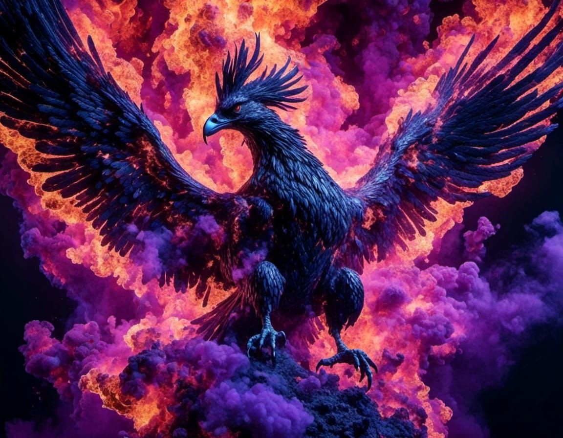 Phoenix Rising from Ashes: Black Light Art