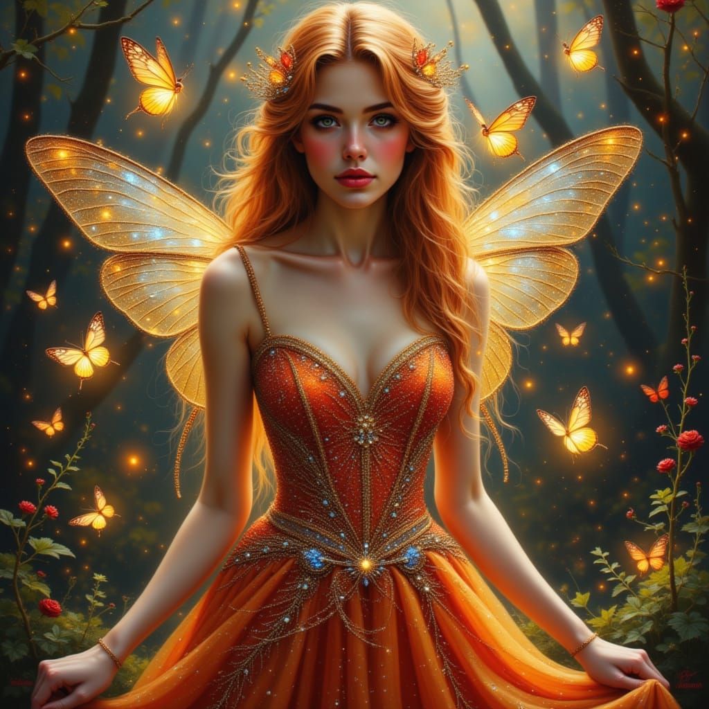 Enchanting Fairy with Crystal Wings in Twilight Forest