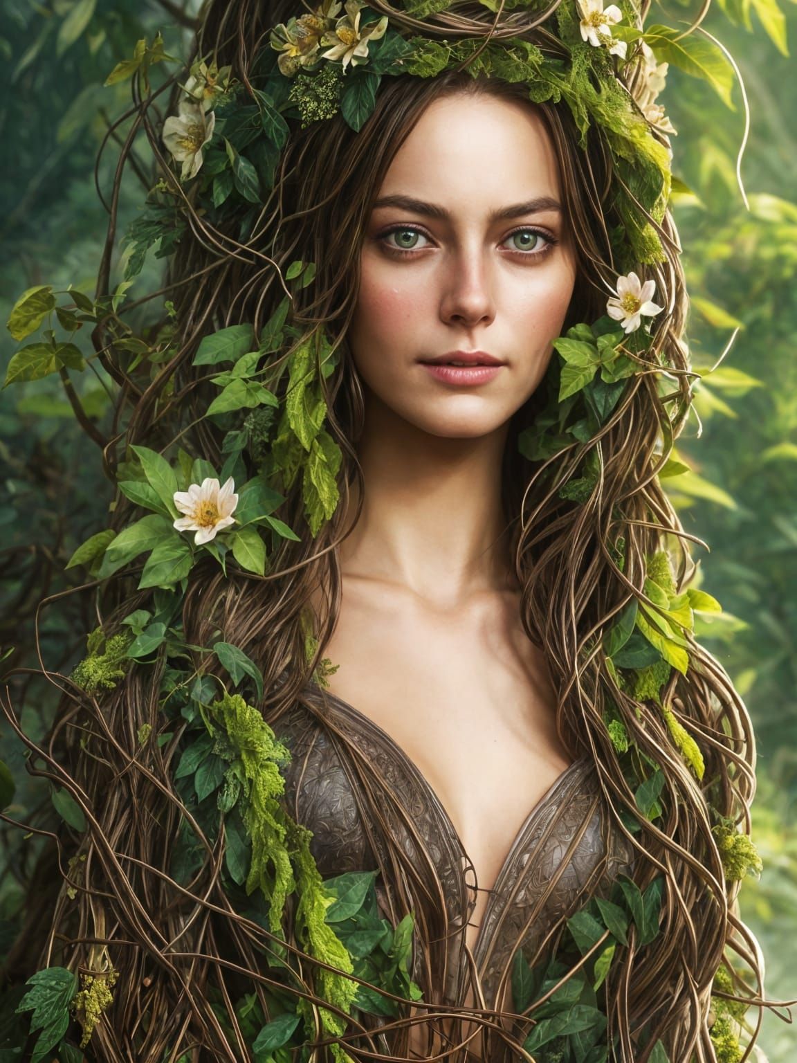 Forest Dryad Portrait in Fantasy Art Style