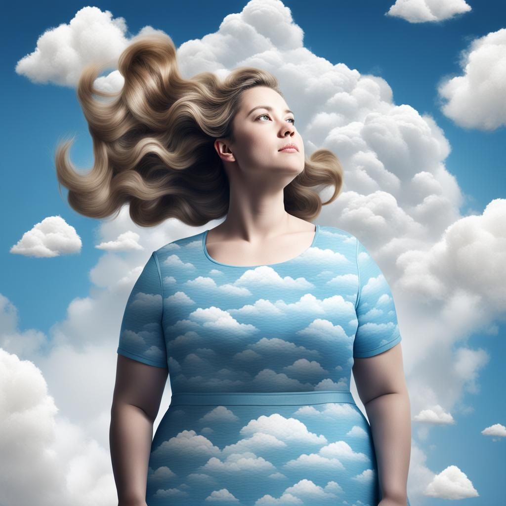Cloud Woman Portrait in Realistic Style