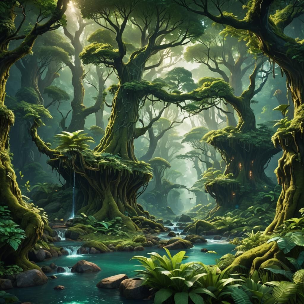 Lush Emerald Forest Concept Art in 8K