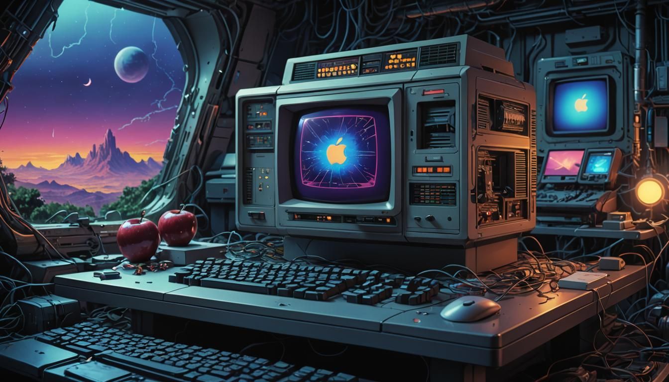 Retro-Futuristic Apple Lisa Computer in Matte Painting