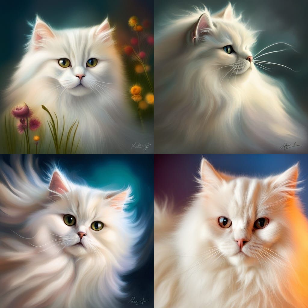 Ethereal Ghost of Opalina: Iridescent Persian Cat