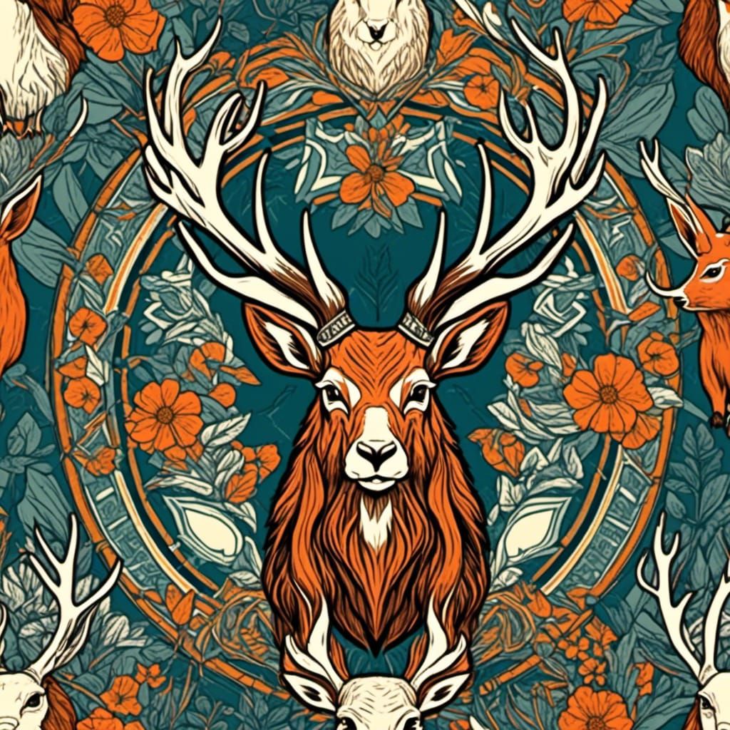 War Jackalope in Screen Print Style