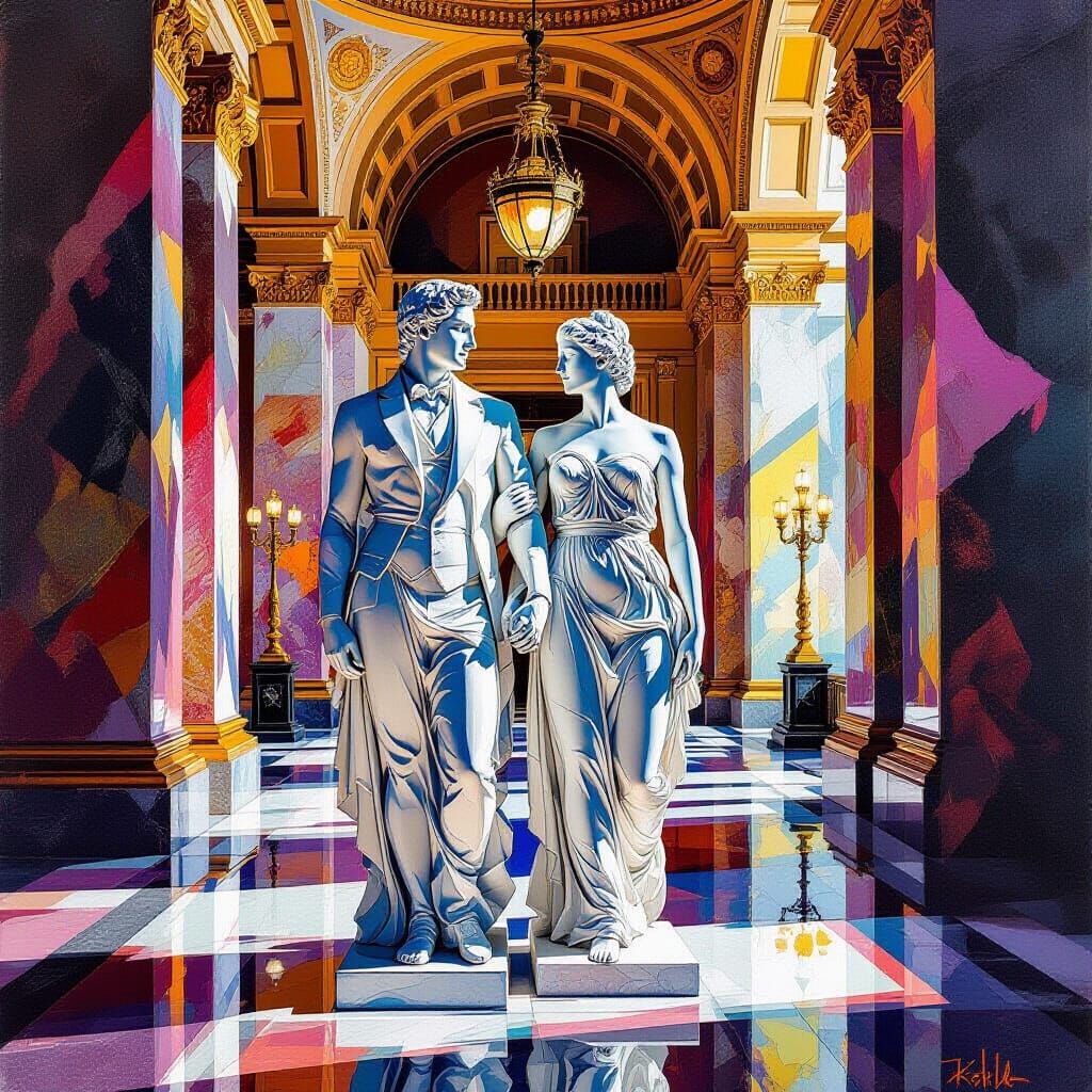 Marble Statues in Congress Hall Abstract Art