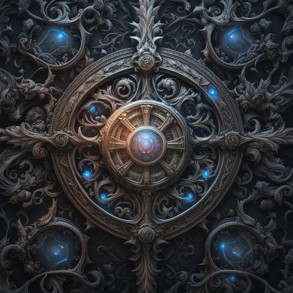 Gothic Cyborg Casting Neon Spells in Comic Book Style