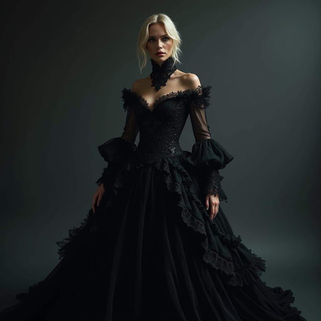 Charlize Theron in Elegant Gothic Gown