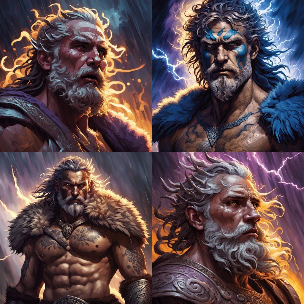 Dark Fantasy Warrior Defies Stormy Skies in Hyperrealistic D...