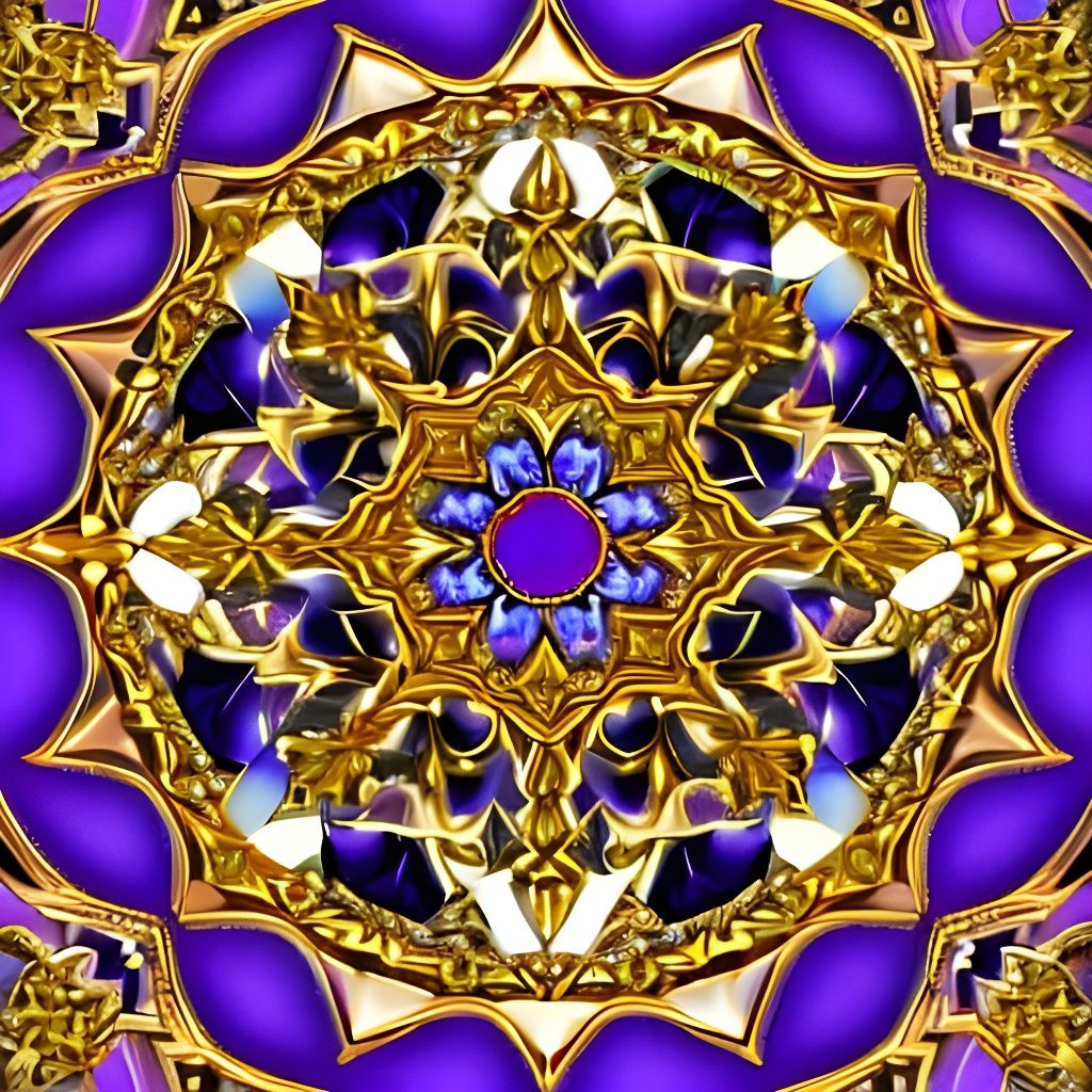Purple and Gold Mandala in Baroque Art Deco Style