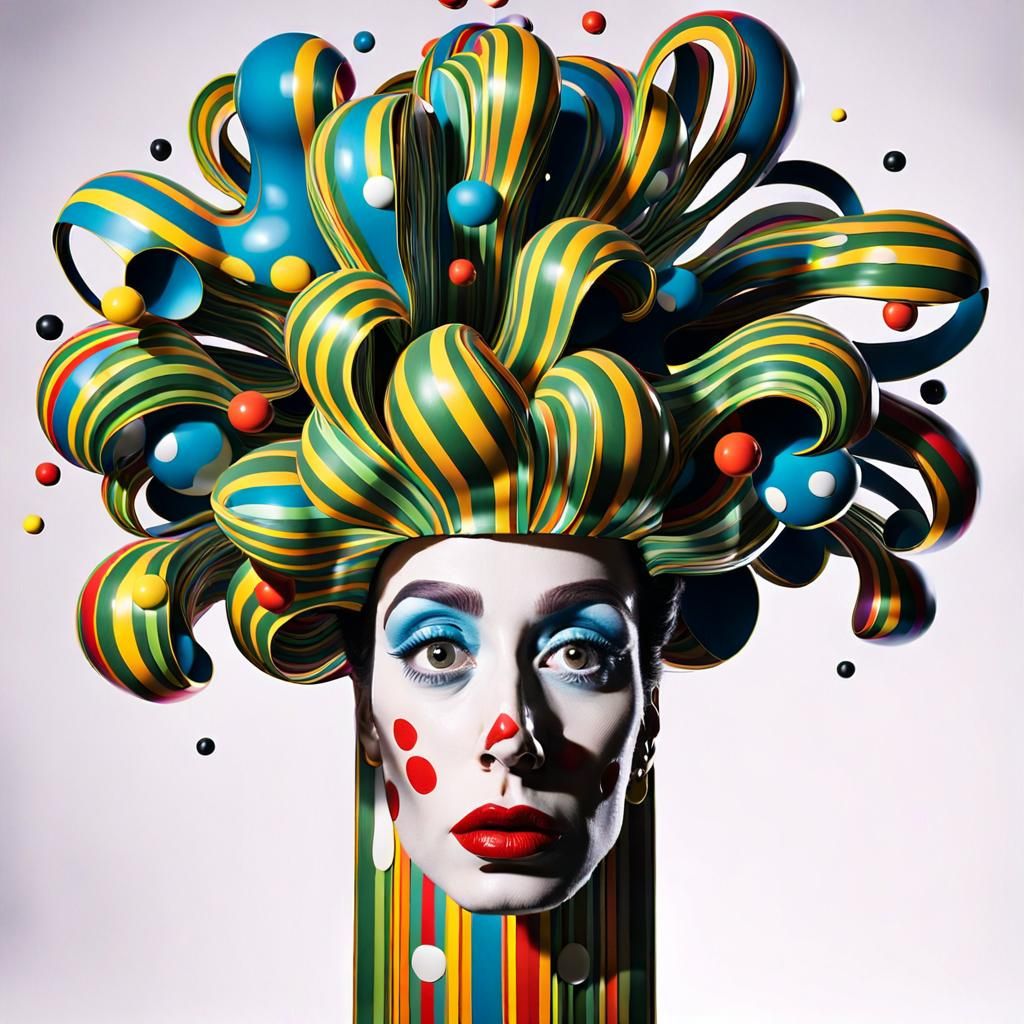 Vibrant Pop Art Lamp with Exaggerated Hair and Whimsical Out...
