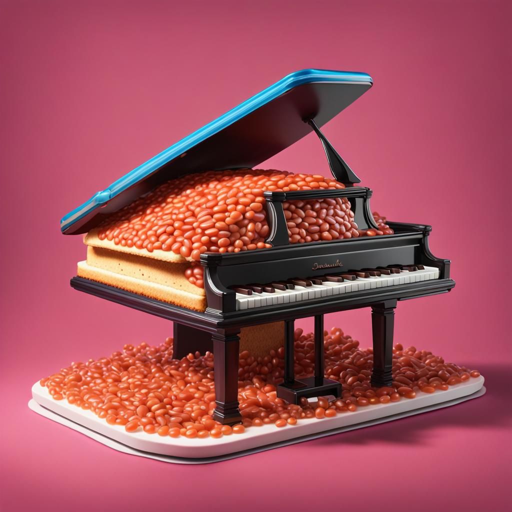 Hyperrealistic Piano Made of Baked Beans