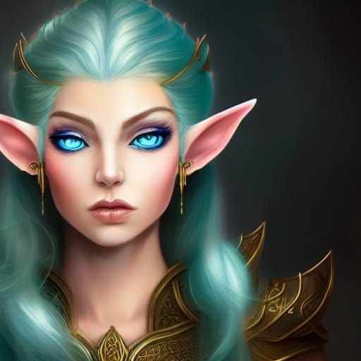 Detailed Elf Woman with Jewel Crown, 8K Art