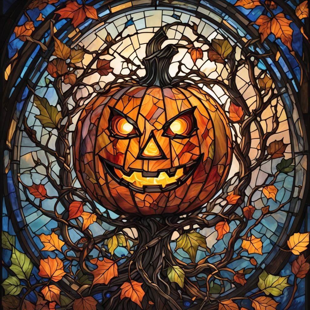Glowing Stained-Glass Jack-o'-Lantern Concept Art