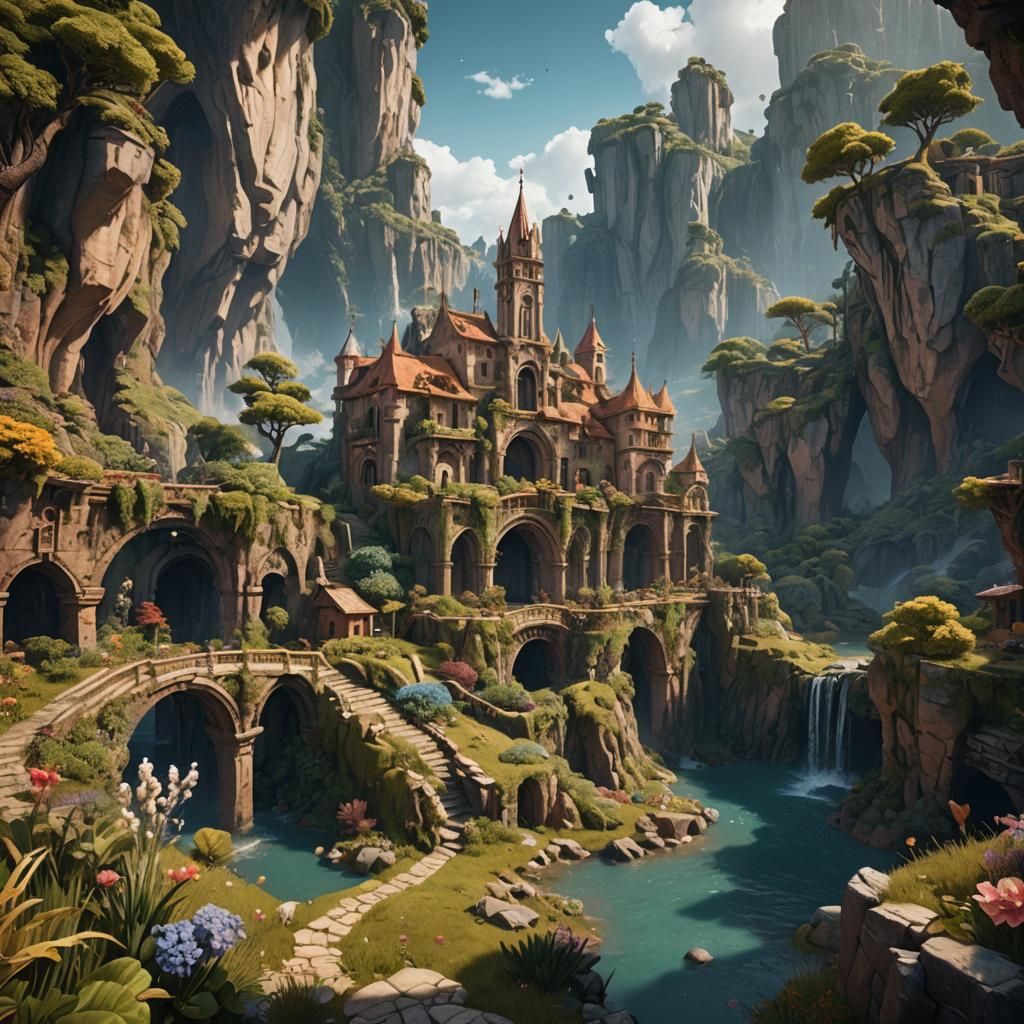 Fantastical Landscape in Detailed Matte Painting
