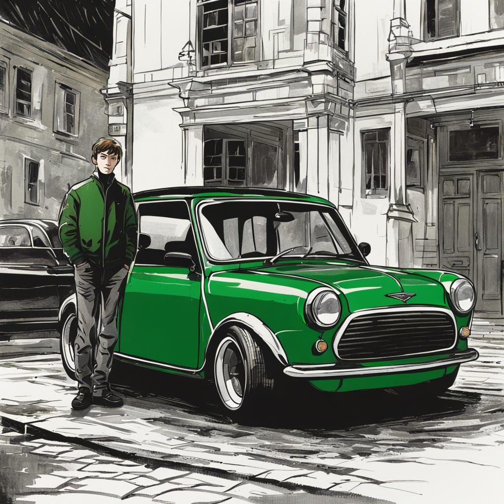 Ominous Scene: Green Mini with Oversized Engine