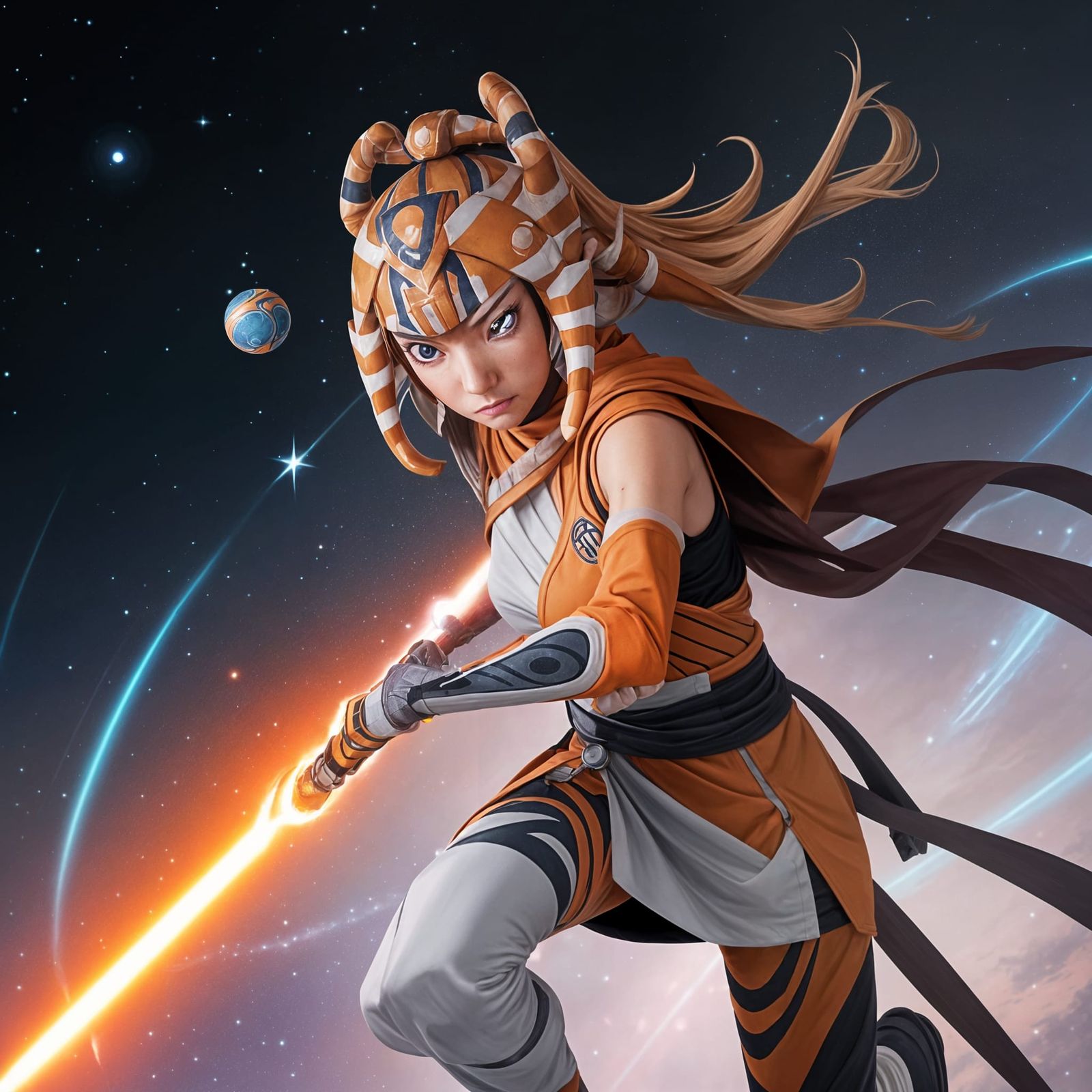 Ahsoka Tano as Naruto Uzumaki with Cosmic Orb, Ready to Stri...