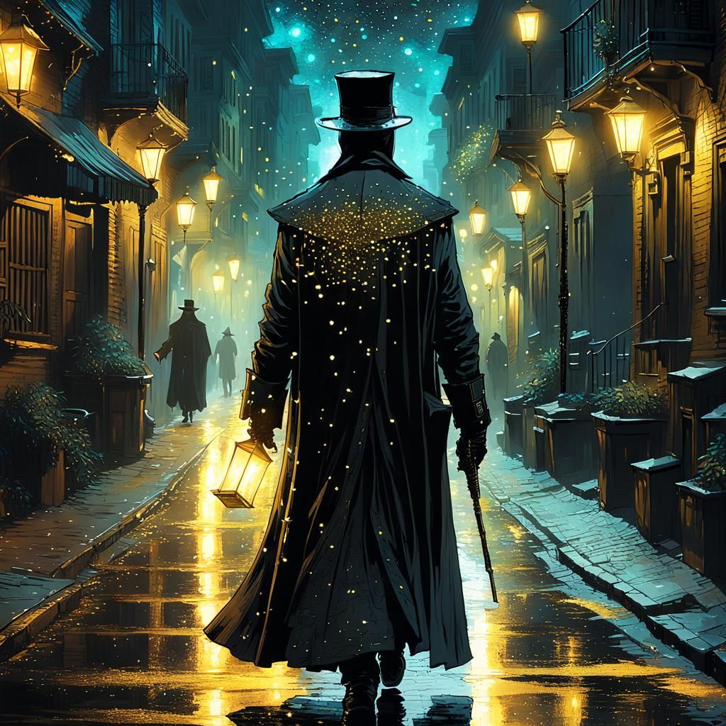Plague Doctor in Streets at Night