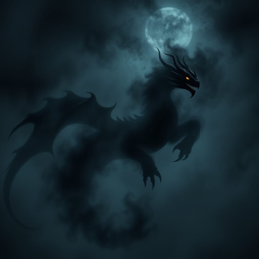 Shadow Wyvern Rises from Midnight Skies