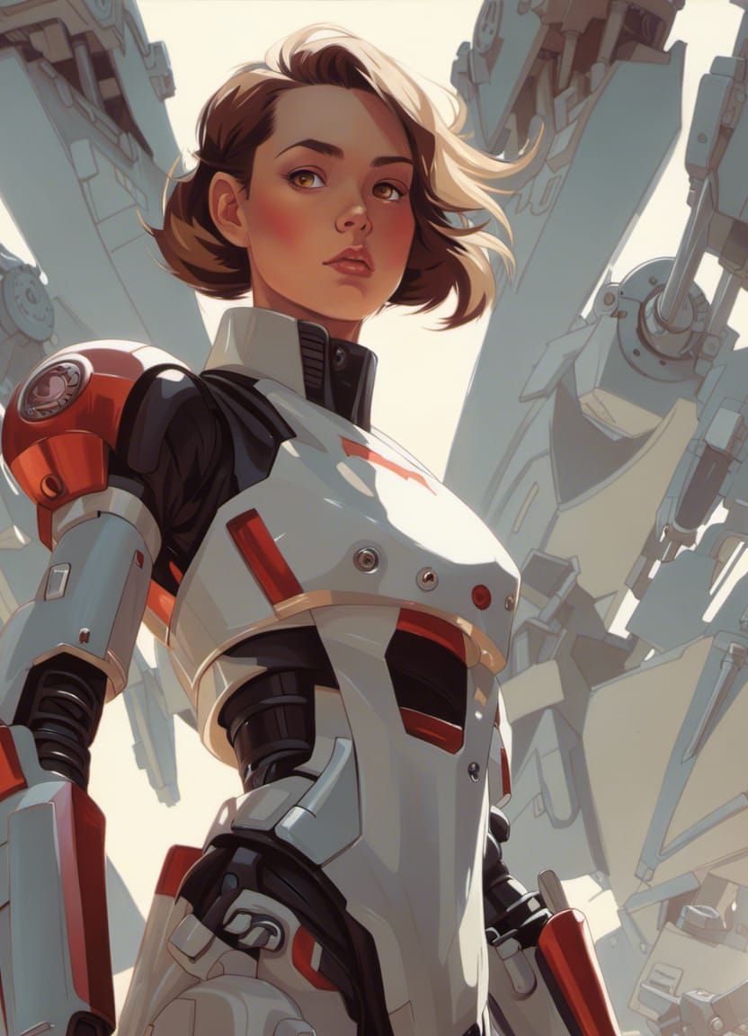 Mecha Girl Portrait in Style of Ilya Kuvshinov