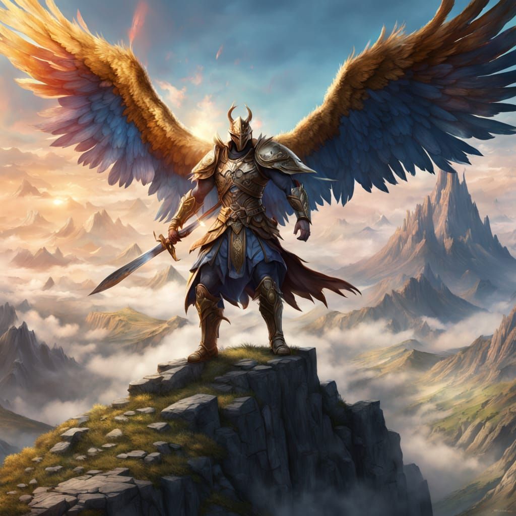 Majestic Warrior Soars on Iridescent Wings
