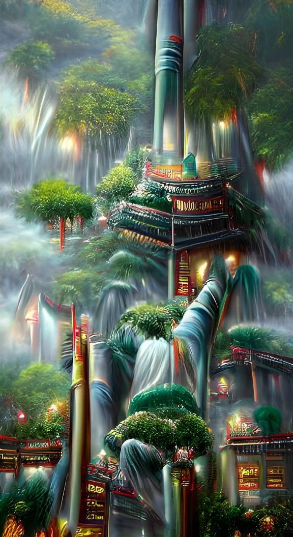 Hyperrealistic Temple in Bamboo Forest, 8k Resolution