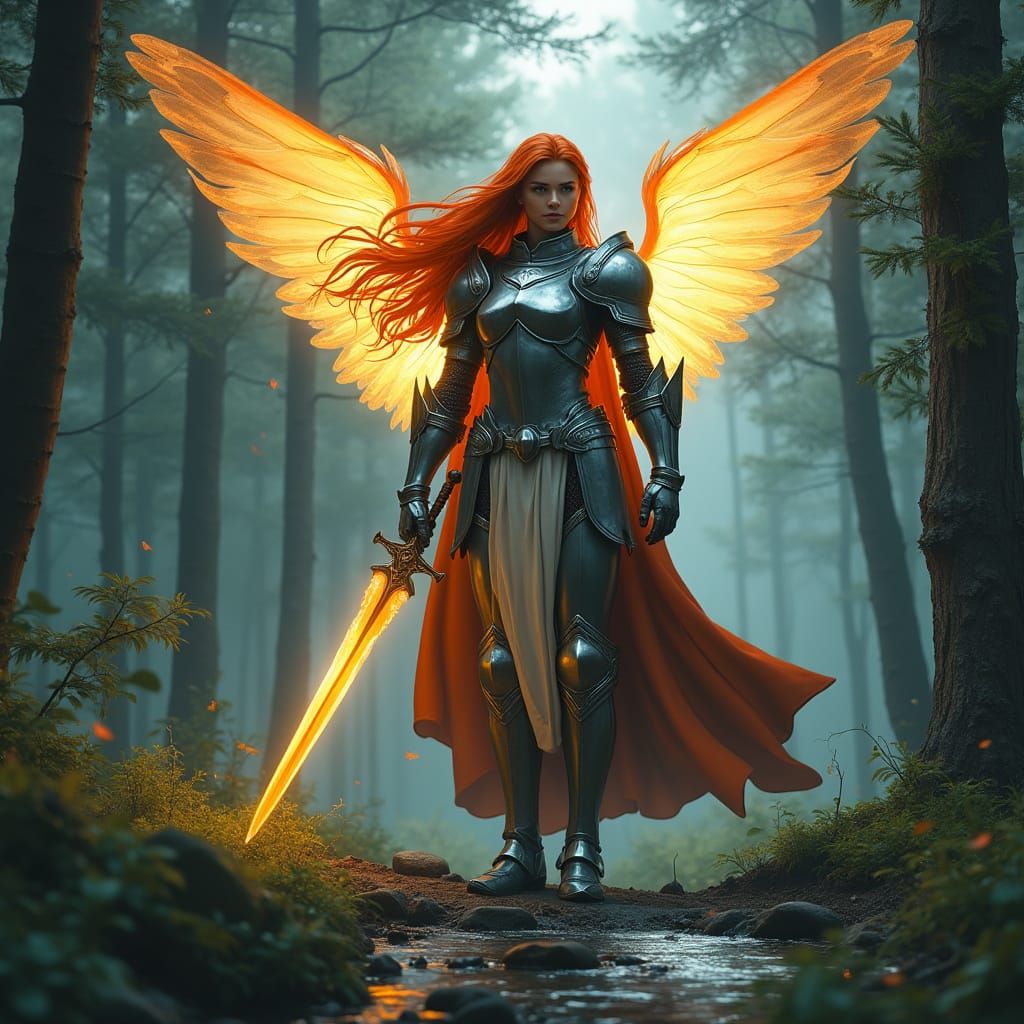 Aasimar Warrior Guarding Forest Glade