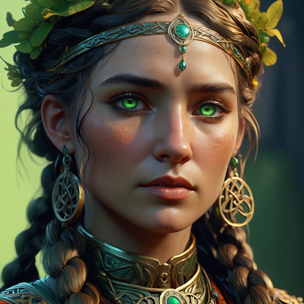 Celtic Woman Portrait in Oil Painting Style