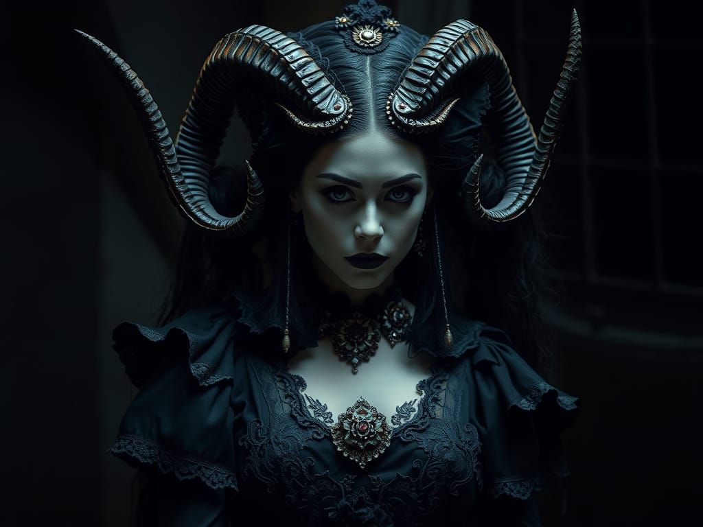 Demonic Gothic Woman in Dark Fantasy Style