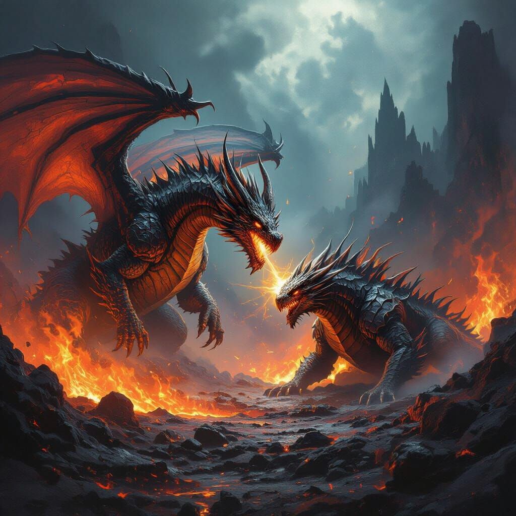 Dragon Battle in Fiery Underworld