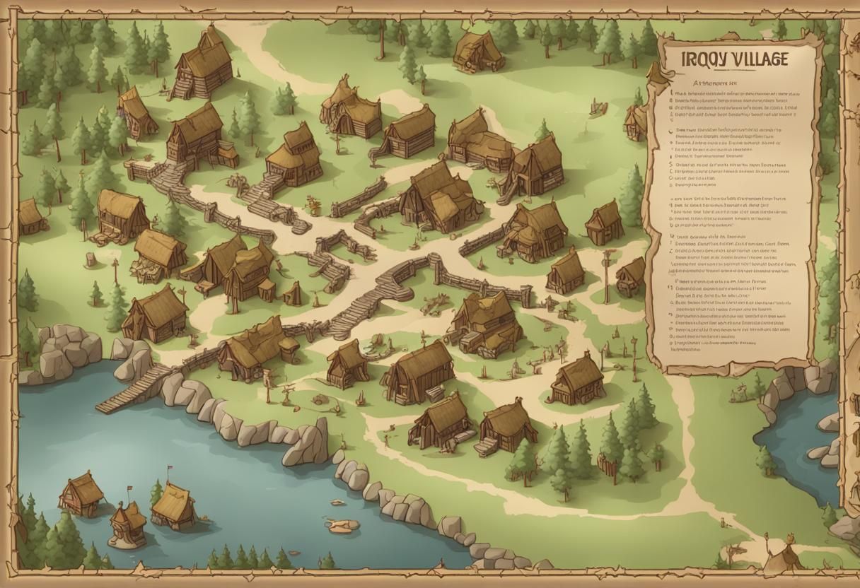 Fantasy Iroquois Village: Detailed Isometric Map