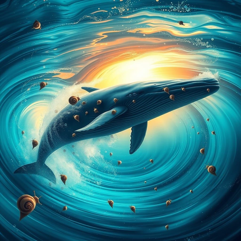 Whale Guardian of the Ocean's Secrets in Iridescent Turquois...