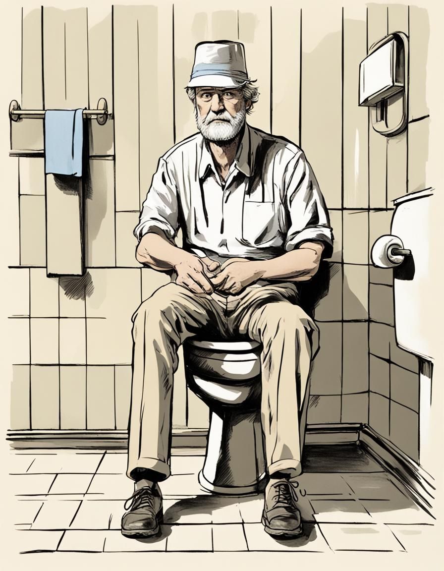 Man on Toilet: A Realistic Side View