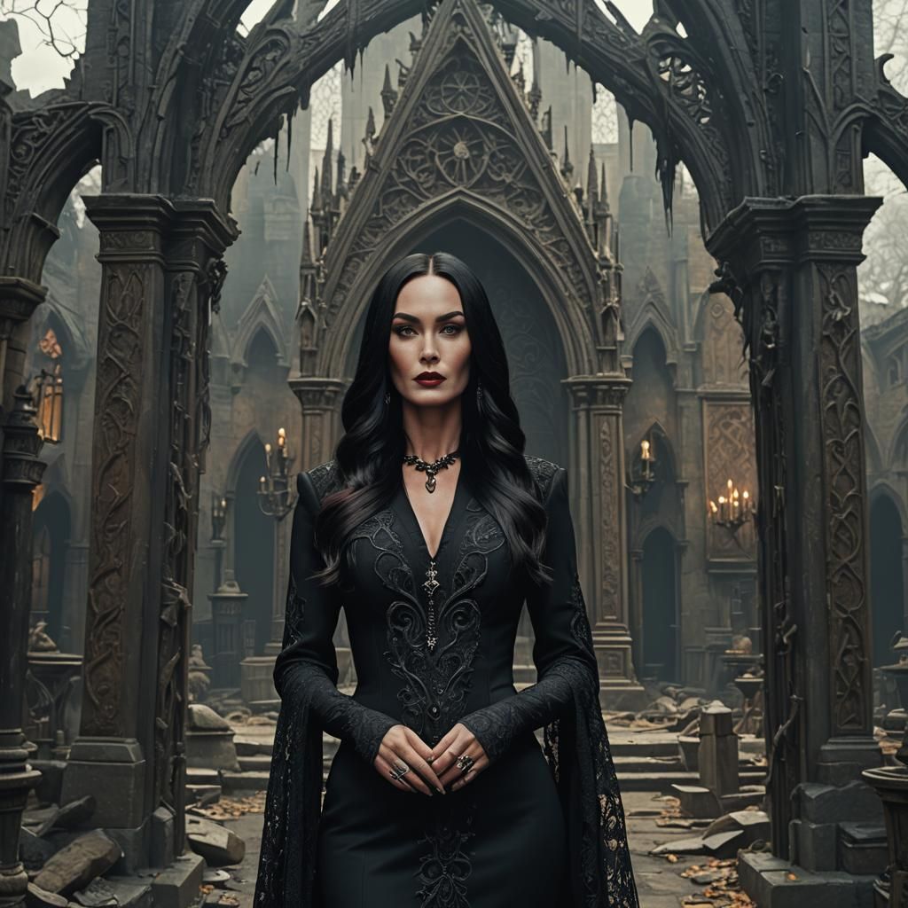 Morticia Addams Detailed Matte Painting in 8K