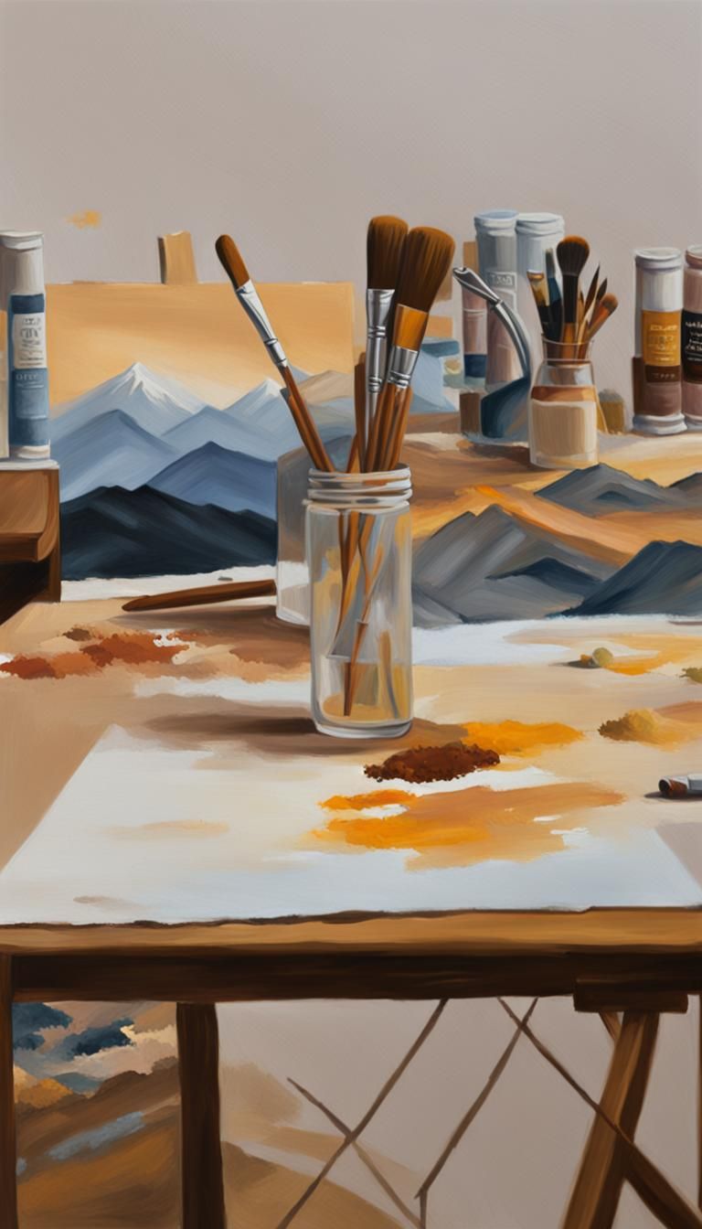 Intimate Oil Painting of Artist at Desk