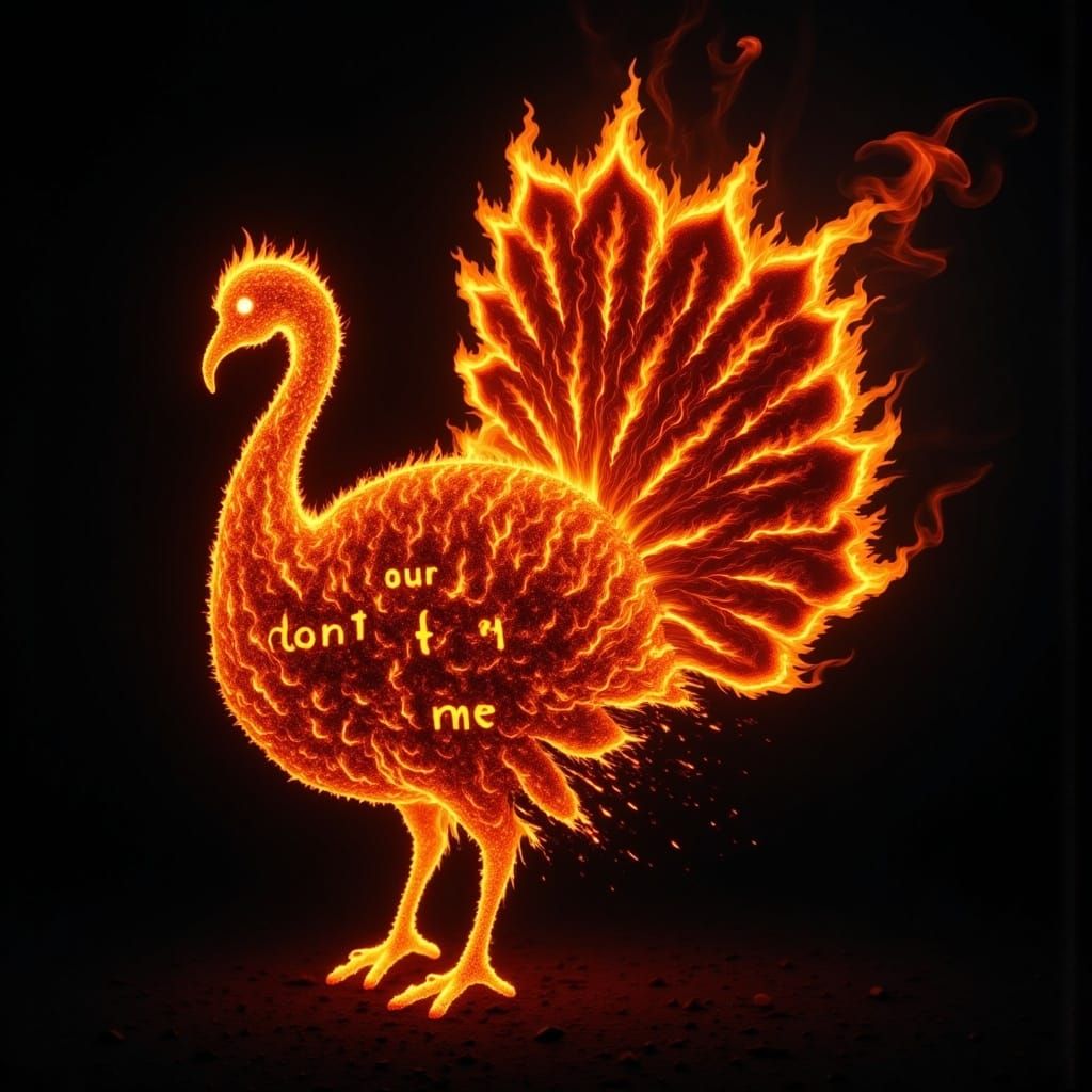Fiery Turkey Made of Burning Embers