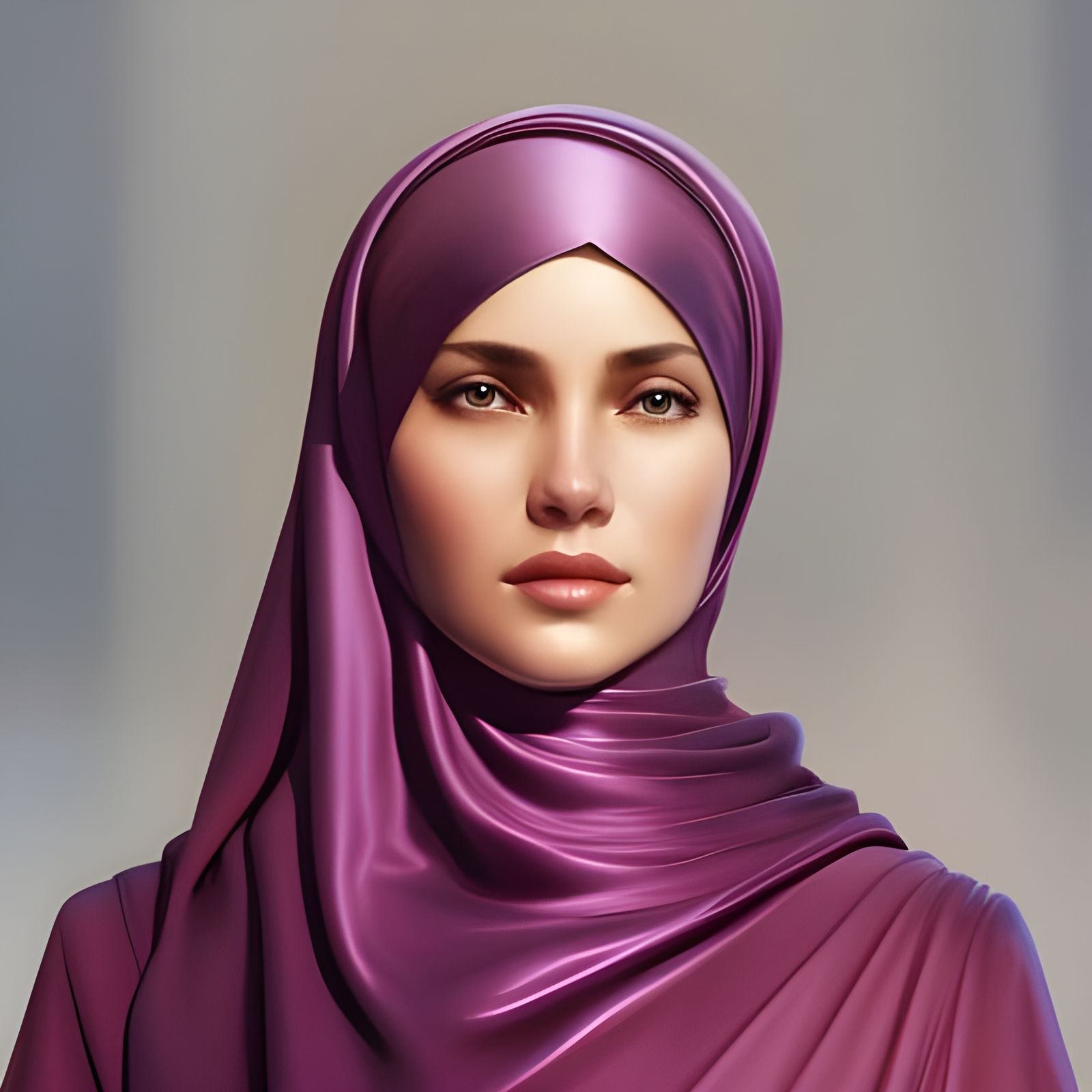 German Woman in Satin Hijab: Hyperdetailed Portrait