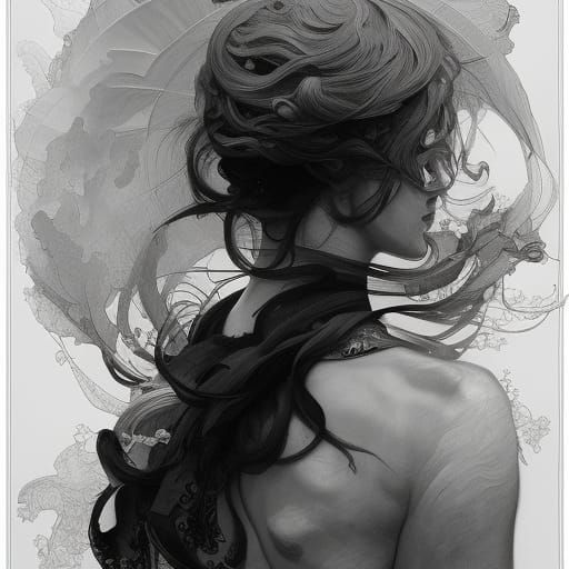 Detailed Black and White Sketch Portrait