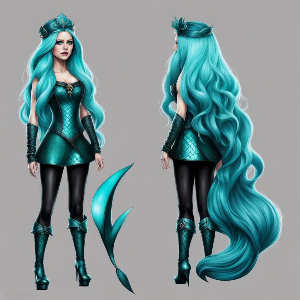 Hyperrealistic Avril Lavigne as Aquata