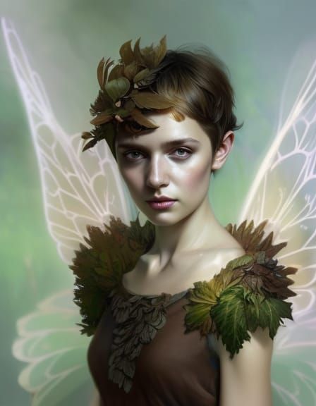 Mushroom Fairy Portrait with Glowing Eyes