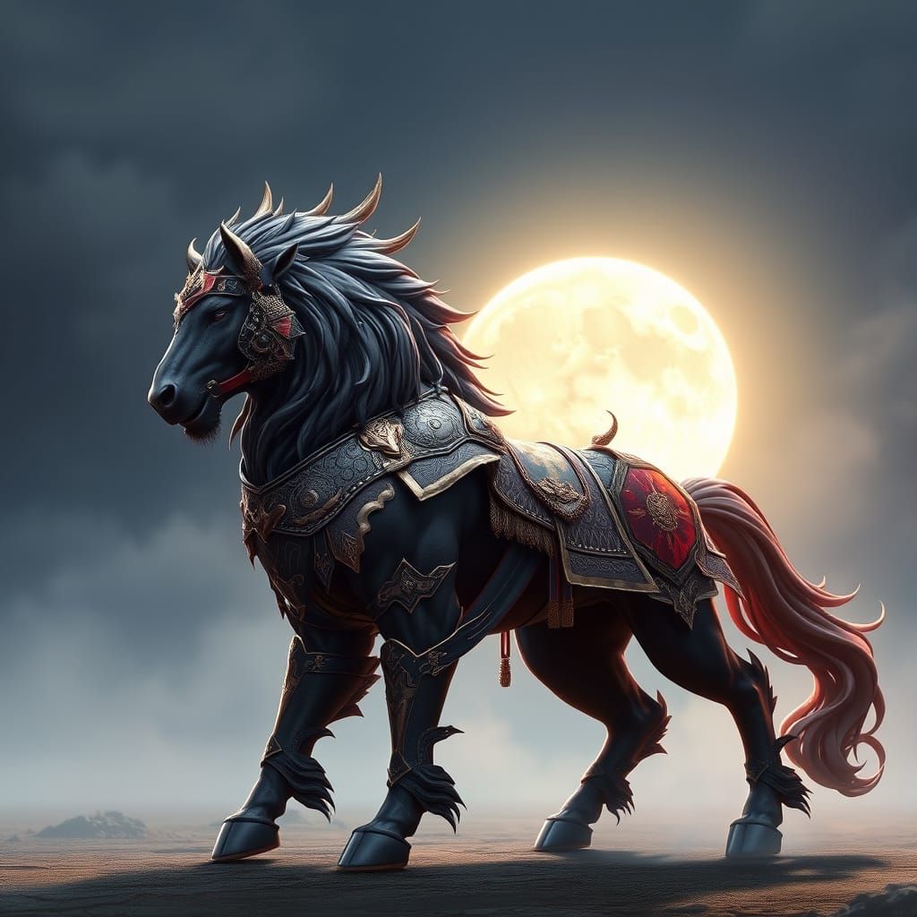Majestic Lion-Horse Hybrid in Anime Style