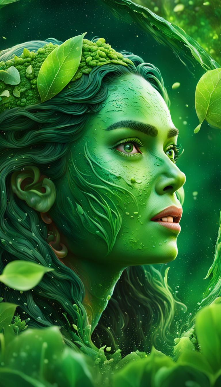 Moana in a Hyperrealistic Green Garden