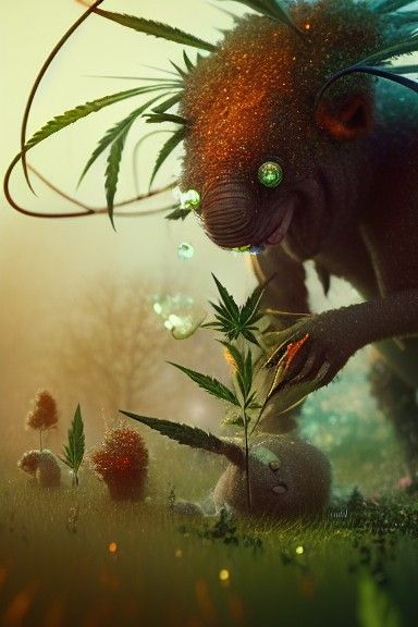 Sparkly Cannabis Creatures in Hyperrealistic 3D Animation