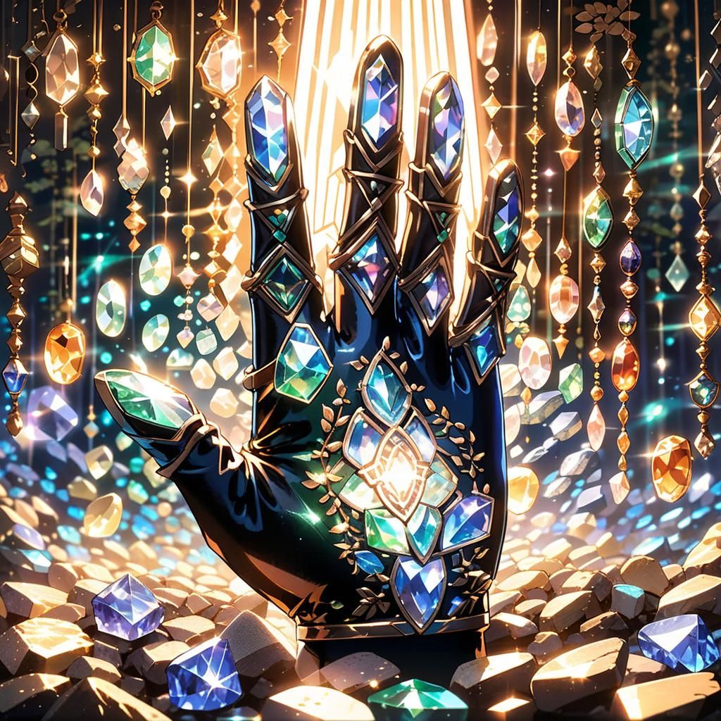 Shimmering Stone Glove in Anime Style