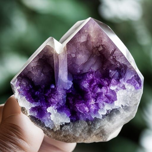 Giant Amethyst Crystal Mountain Under Blue Sky