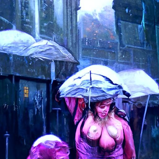 Cleavage in Rain: An Oil Painting